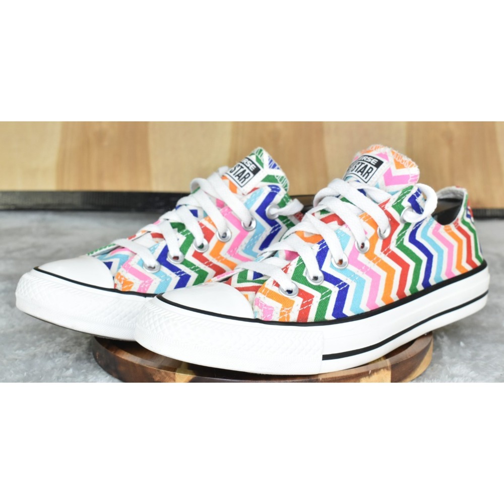 Converse Chuck Taylor All Star Low Rainbow Zig Zag Women Shoes Size 8 Chevron